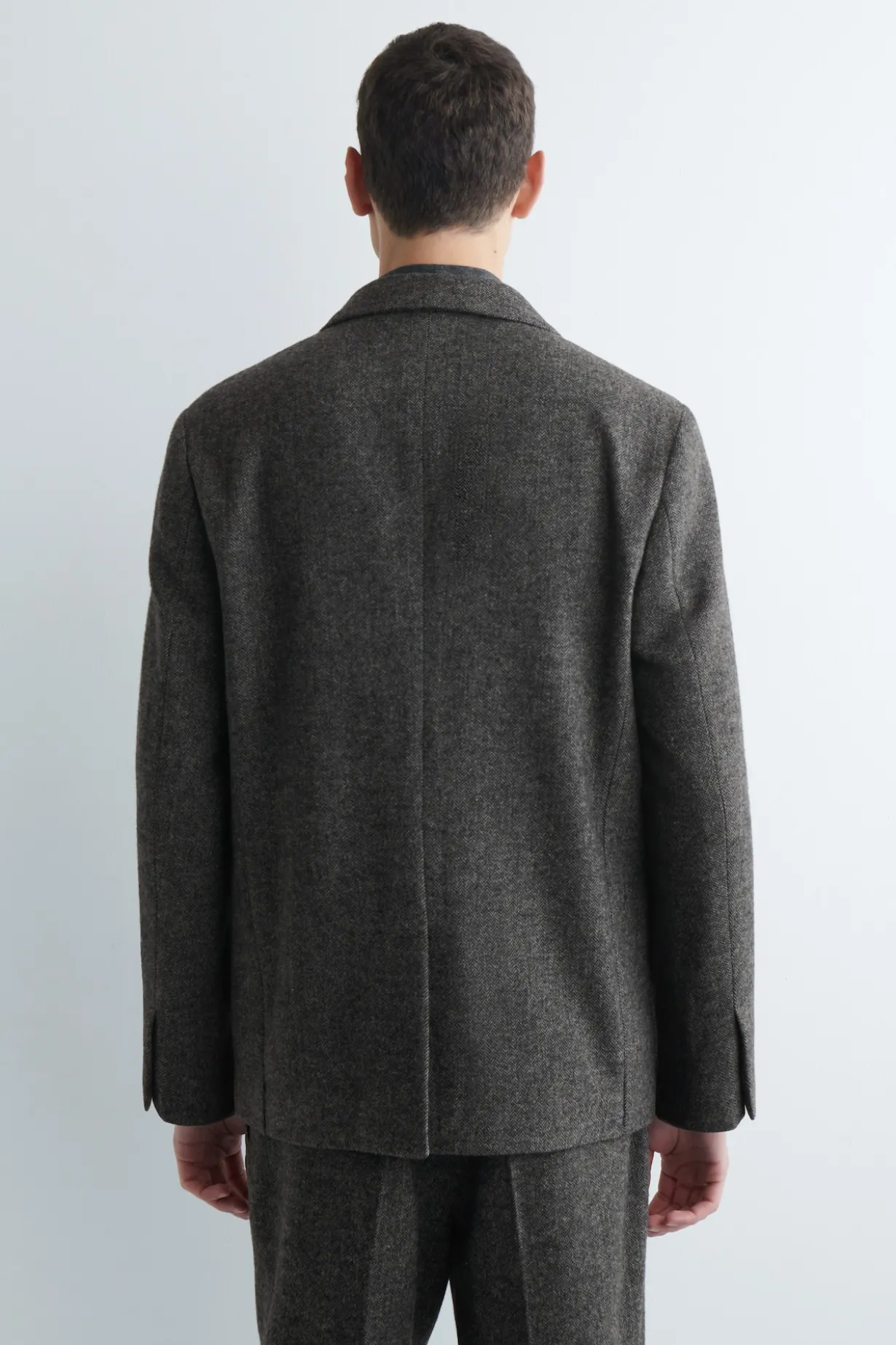 UNSTRUCTURED WOOL-HERRINGBONE BLAZER