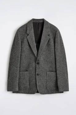 UNSTRUCTURED WOOL-HERRINGBONE BLAZER