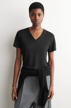 V-NECK LINEN T-SHIRT