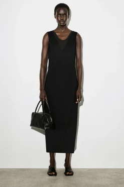 V-NECK WRAPPED MIDI DRESS
