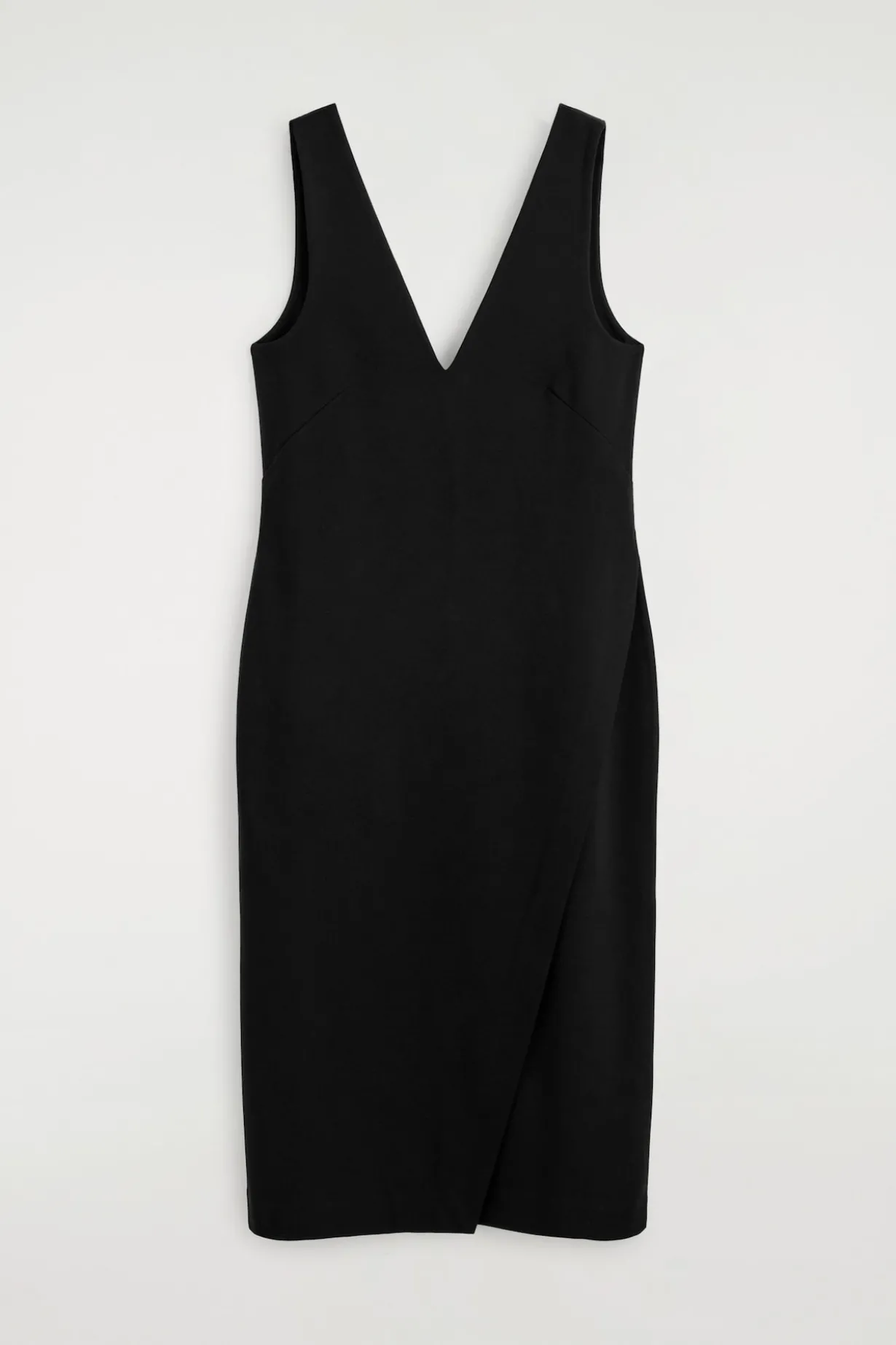 V-NECK WRAPPED MIDI DRESS