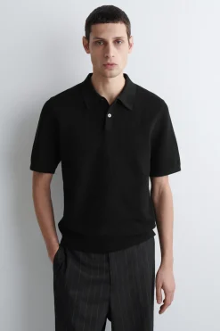 WAFFLE-KNIT COTTON POLO SHIRT