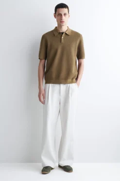 WAFFLE-KNIT COTTON POLO SHIRT