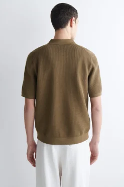 WAFFLE-KNIT COTTON POLO SHIRT