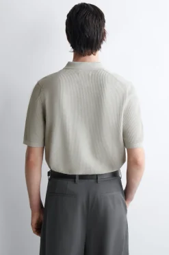 WAFFLE-KNIT COTTON POLO SHIRT