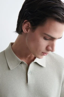 WAFFLE-KNIT COTTON POLO SHIRT