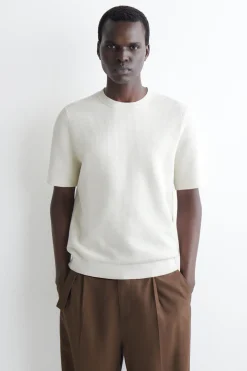 WAFFLE-KNIT COTTON T-SHIRT
