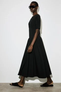 WAISTED COTTON MIDI DRESS