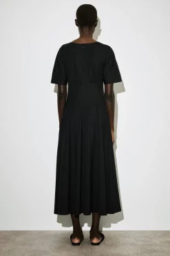 WAISTED COTTON MIDI DRESS