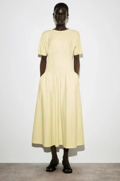 WAISTED COTTON MIDI DRESS