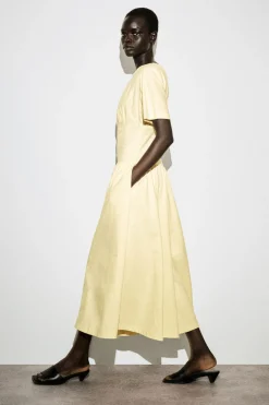 WAISTED COTTON MIDI DRESS