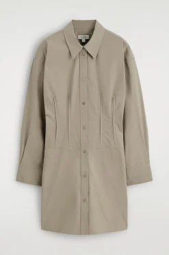 WAISTED COTTON SHIRT DRESS