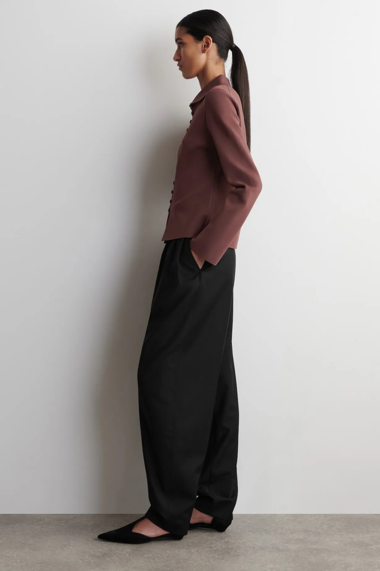 WAISTED MILANO-KNIT CARDIGAN