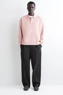 WASHED-COTTON POLO SWEATSHIRT