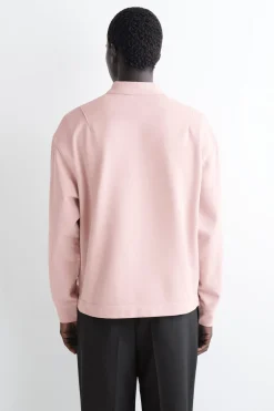 WASHED-COTTON POLO SWEATSHIRT