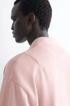 WASHED-COTTON POLO SWEATSHIRT