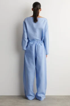 WIDE-LEG LINEN DRAWSTRING PANTS