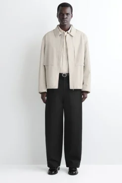 WIDE-LEG PLEATED COTTON PANTS