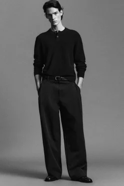 WIDE-LEG PLEATED COTTON PANTS