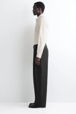 WIDE-LEG PLEATED COTTON PANTS