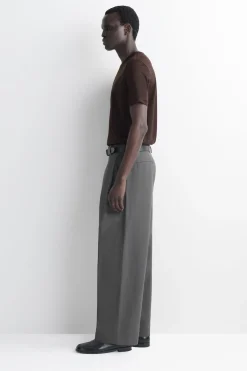 WIDE-LEG PLEATED COTTON PANTS