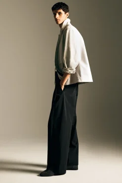 WIDE-LEG PLEATED COTTON PANTS