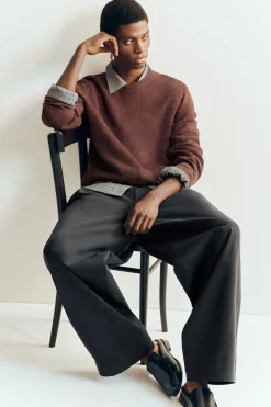 WIDE-LEG PLEATED COTTON PANTS