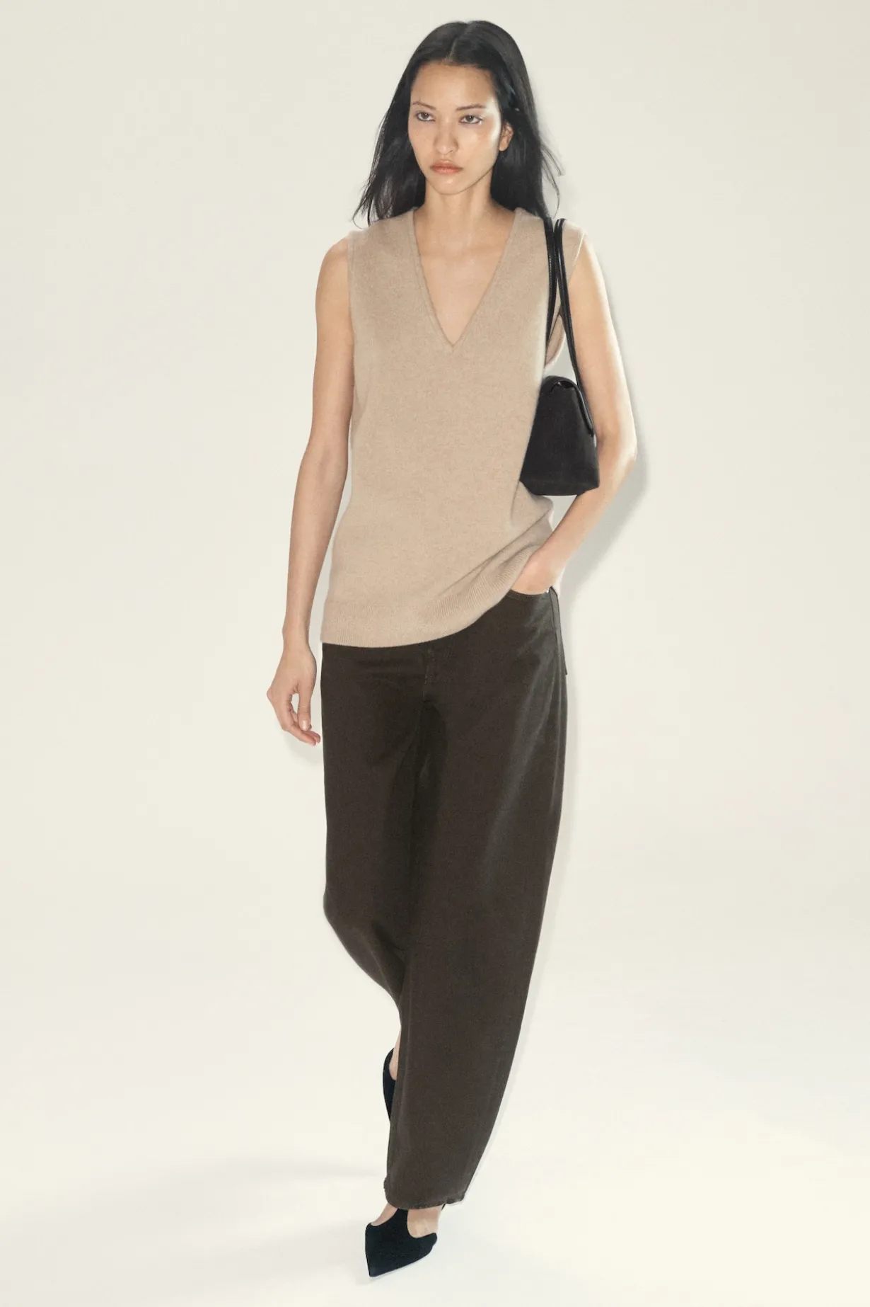 WOOL V-NECK TUNIC VEST