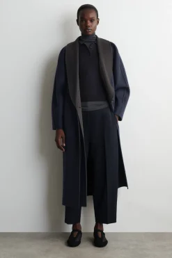 WOOL-BLEND BARREL-LEG PANTS