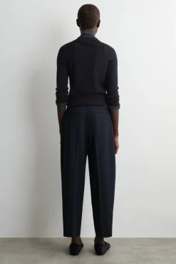 WOOL-BLEND BARREL-LEG PANTS
