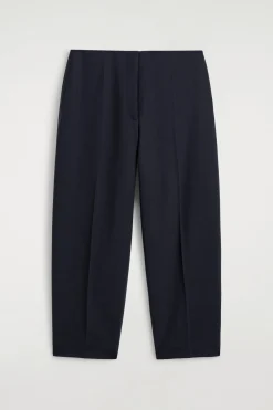 WOOL-BLEND BARREL-LEG PANTS