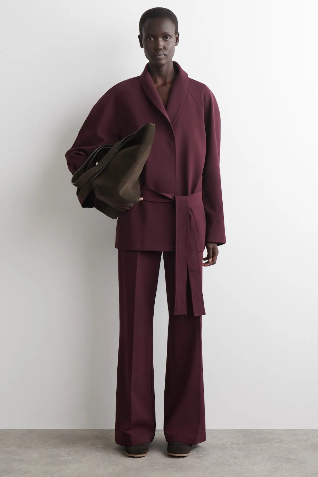 WOOL-BLEND STRAIGHT-LEG PANTS