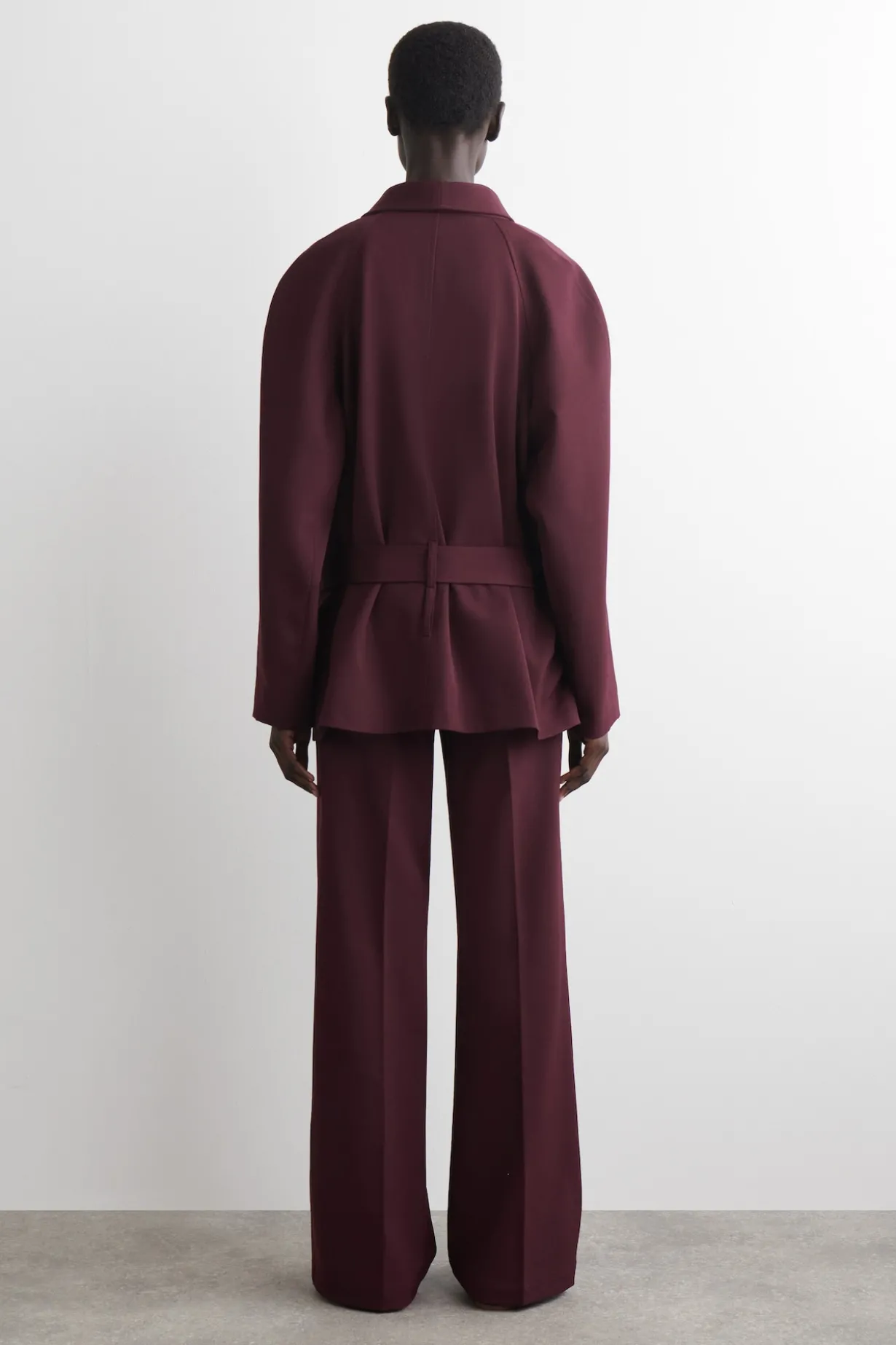 WOOL-BLEND STRAIGHT-LEG PANTS