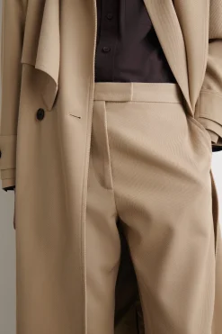 WOOL-TWILL STRAIGHT-LEG PANTS