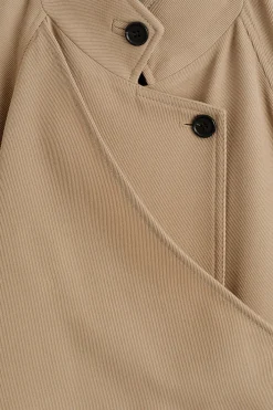 WRAP-OVER WOOL-TWILL TRENCH COAT